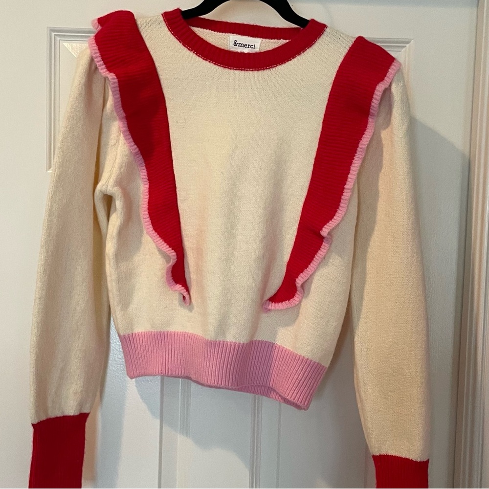 Ruffle & merci sweater